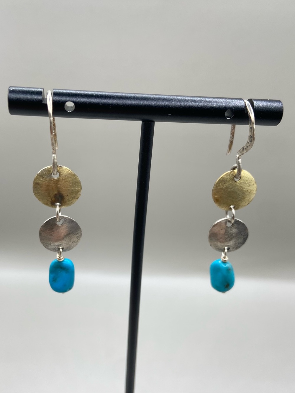 Silpada Turquoise Sterling Silver Brass Disc Earrings W1817